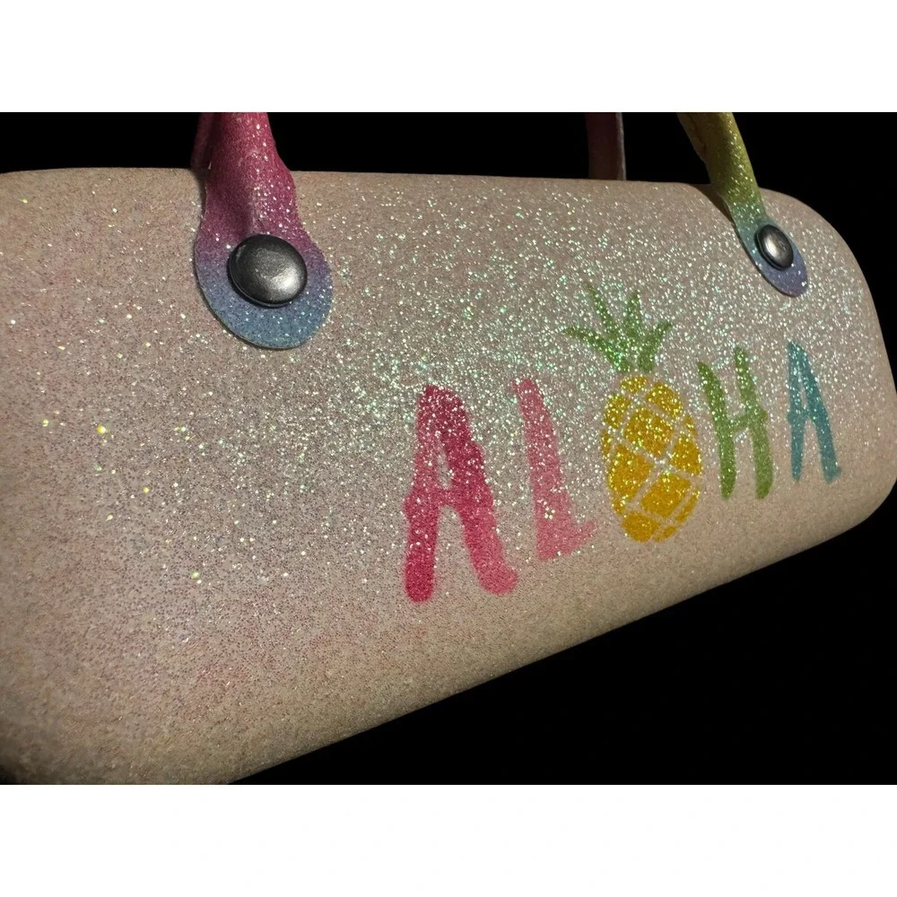 Tommy Bahama Kids Eyeglasses Hard Case Aloha Theme Pineapple Colorful Glitter